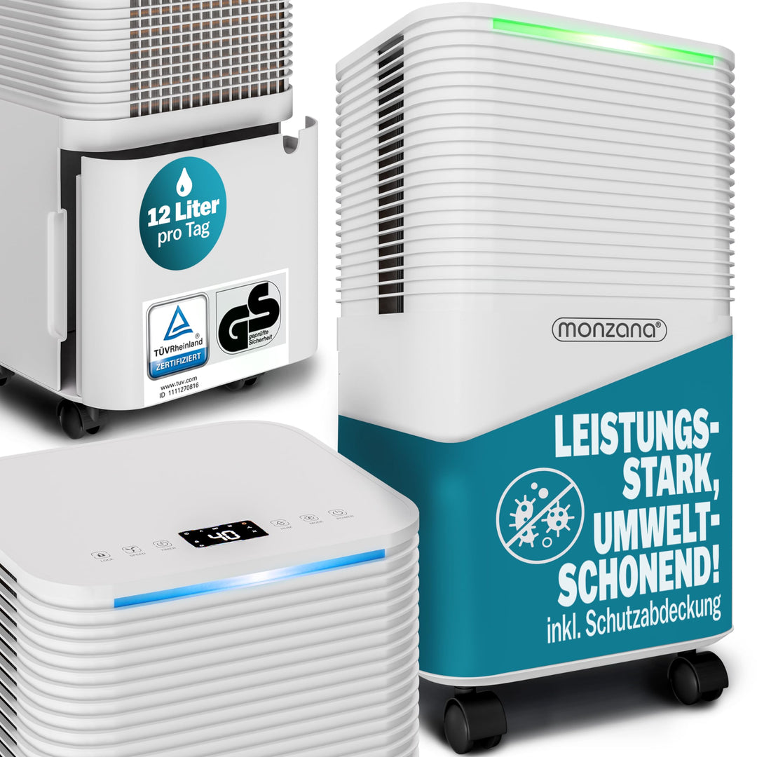 Monzana® Luftentfeuchter elektrisch 15-20m² 12L/Tag LED-Display 24-Std-Timer Raumentfeuchter Bad Woh