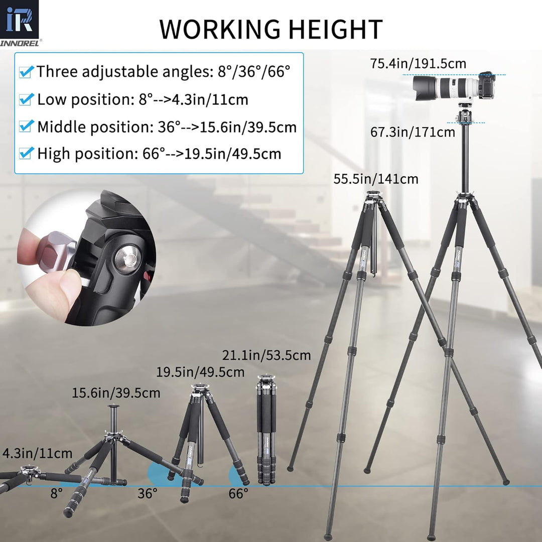 INNOREL GT324C Karbonfaser Professionelles, kompaktes, tragbares Stativ für Digitale DSLR-Kameras, s