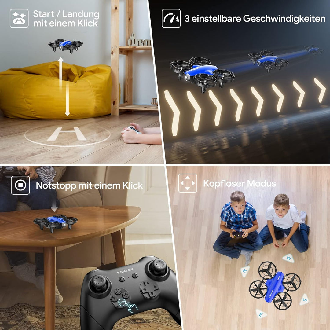 Tomzon mini Drohne für Kinder Anfänger, Flugzeug ferngesteuert mit Kampfmodus, RC Quadrocopter 24min