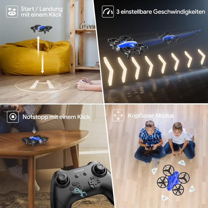 Tomzon mini Drohne für Kinder Anfänger, Flugzeug ferngesteuert mit Kampfmodus, RC Quadrocopter 24min