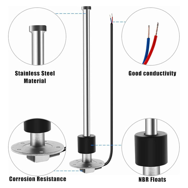 Geloo Füllstandssensor, Edelstahl-Kraftstoffsendeeinheit Wasserstandsanzeige-Sensor Autokraftstoffwa