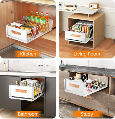 Kitstorack Teleskopschublade, Ausziehbare Schublade für Kabinett Metall Slide Out Organizer Mit Grif