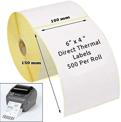 Thermo-Etiketten, 100 mm x 150 mm, für Zebra Drucker GK420D GX420D GK420T (5000 Etiketten), Weiss, 1
