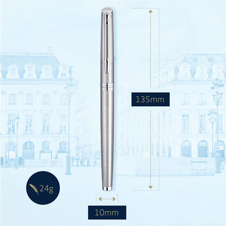 Waterman Hémisphère Füller | Edelstahl mit Chromzierteile | Füllfederhalter mit feiner Feder und bla