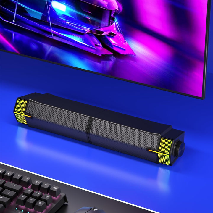 Jeecoo M20 Computer PC Lautsprecher, Bluetooth Lautsprecher mit Beleuchtung, Abnehmbar Pc Soundbar B