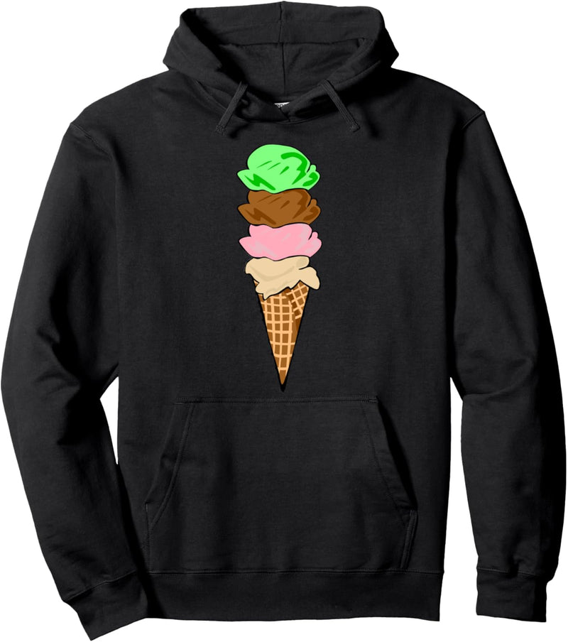 Vanille Chocolate Strawberry Mint Ice Cream Cone Pullover Hoodie