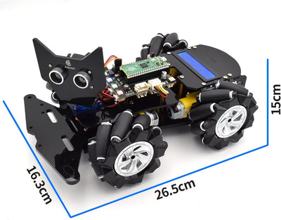 Adeept 4WD Omni-Directional Mecanum Wheels Robotic Car Kit for Raspberry Pi Pico DIY STEM Remote Con