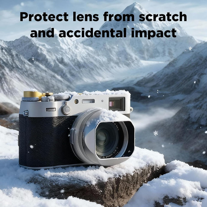 Haoge LH-X54W Metall Rechteckig Sonnenblende Gegenlichtblende mit 49mm Adapterring für Fujifilm Fuji