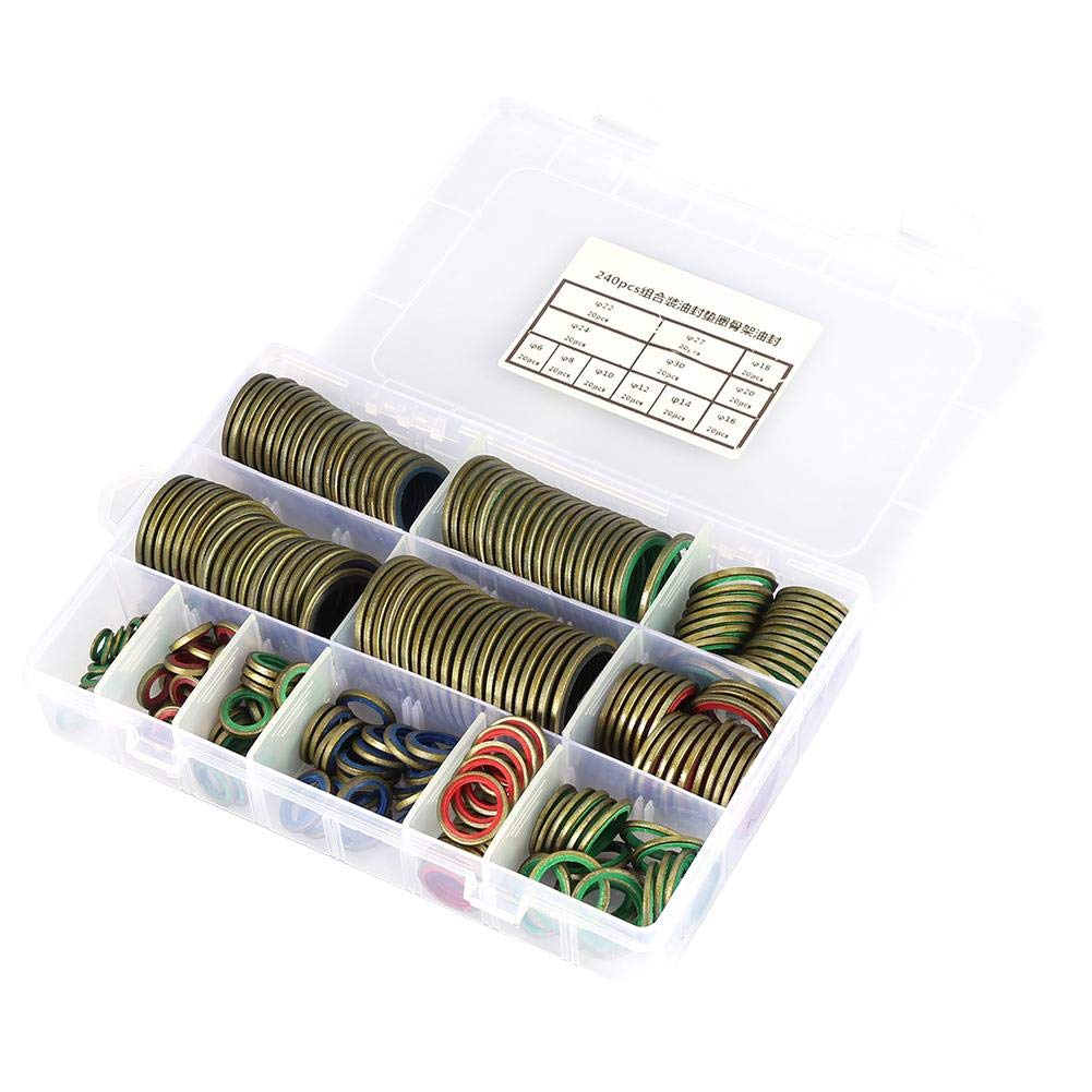 240pcs Dichtring Kupfer Unterlegscheiben gummidichtung Ölring Ablassschraube Dichtung Kombination Bo
