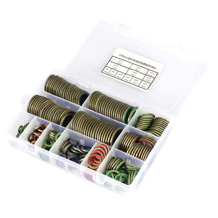 240pcs Dichtring Kupfer Unterlegscheiben gummidichtung Ölring Ablassschraube Dichtung Kombination Bo