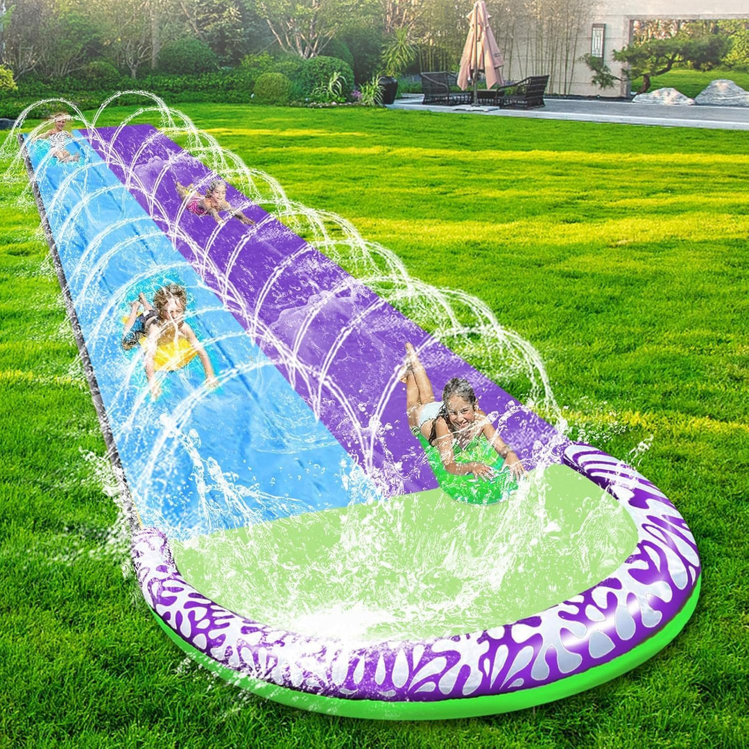 15.8 ft/480 cm Double Water Slide,Wasserrutsche Garten für Kinder,Rasenwasserrutschen with Sprinkler