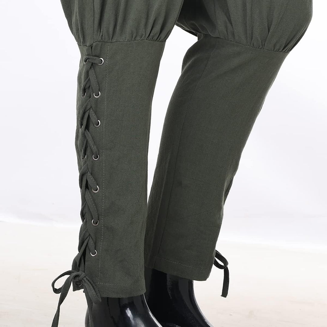 COSDREAMER Herren Mittelalterhose Wikinger Piraten Kostümhose Grau L L Grau, L Grau