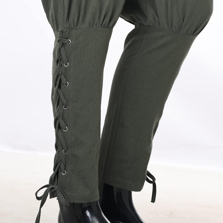COSDREAMER Herren Mittelalterhose Wikinger Piraten Kostümhose Grau L L Grau, L Grau