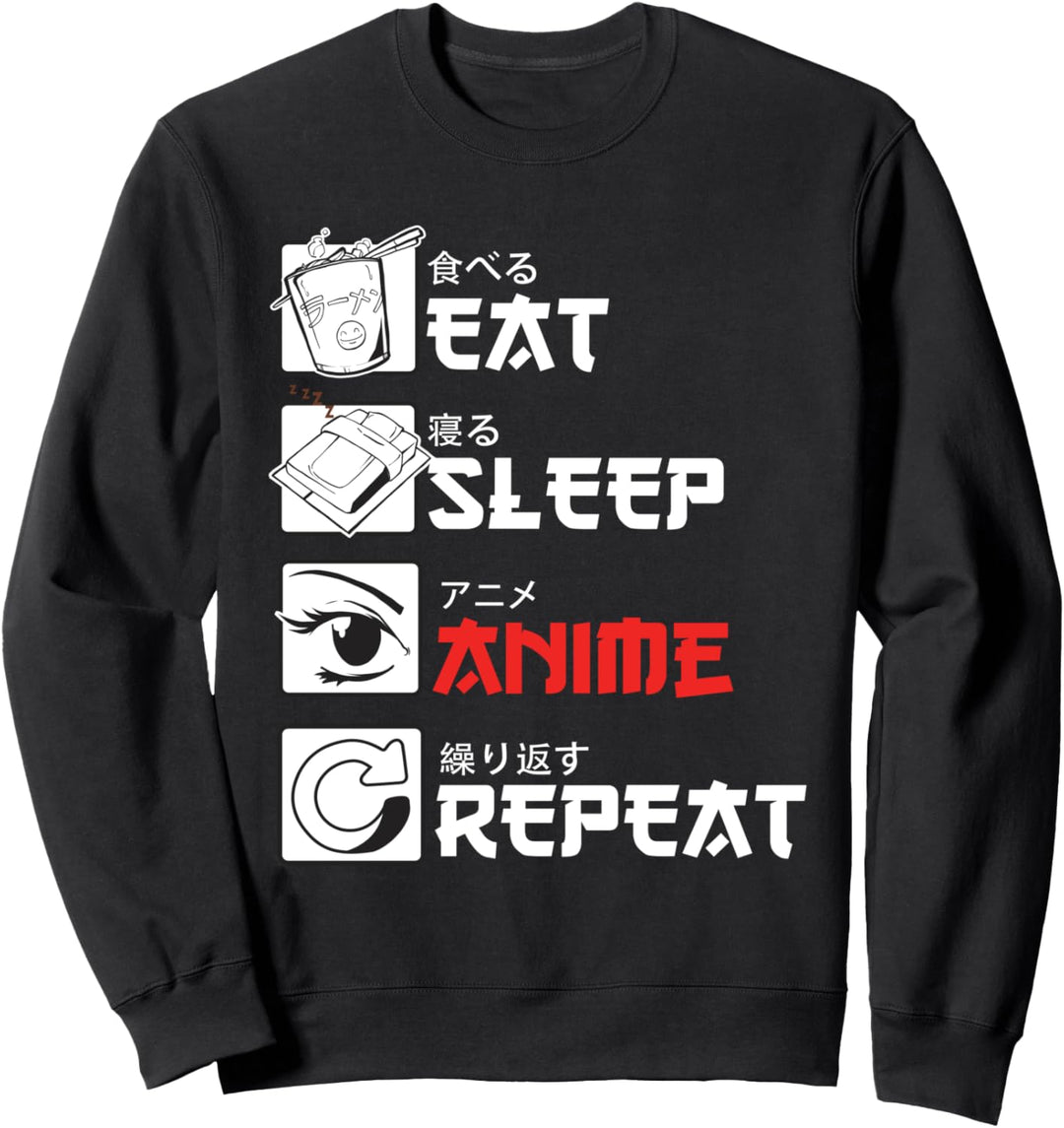 "Eat Sleep Anime Repeat" Geschenk für Manga fans Sweatshirt