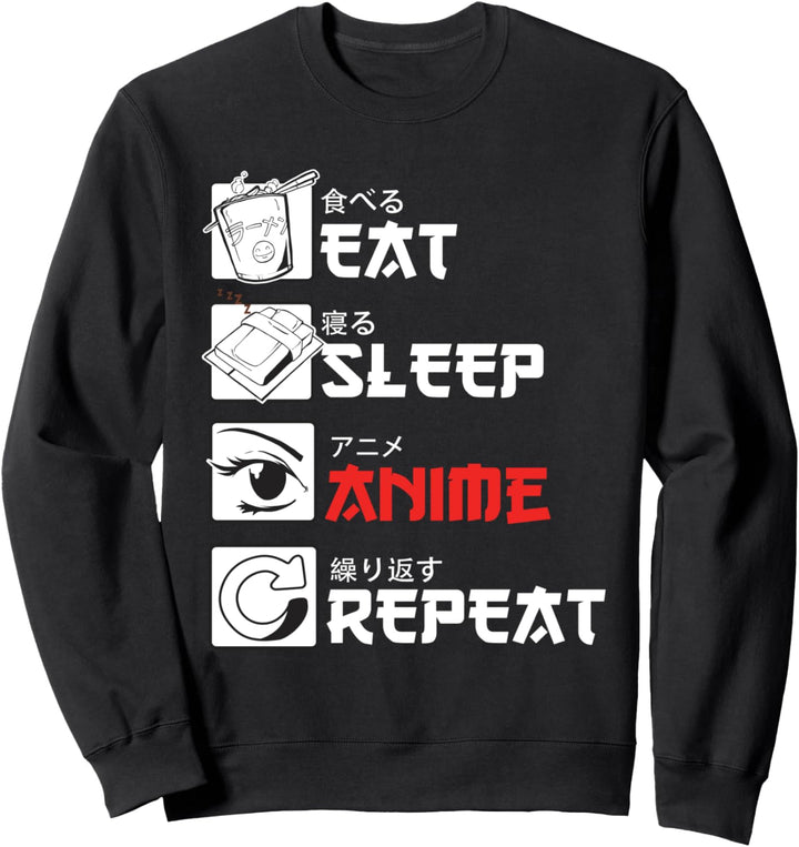 "Eat Sleep Anime Repeat" Geschenk für Manga fans Sweatshirt