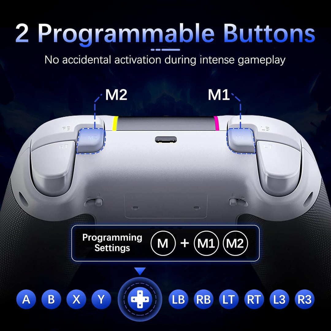 AKNES EasySMX X05Pro PC-Controller für PC/Switch/Android/iOS (Weiss) | Leise Spieltasten, Hall-Joyst