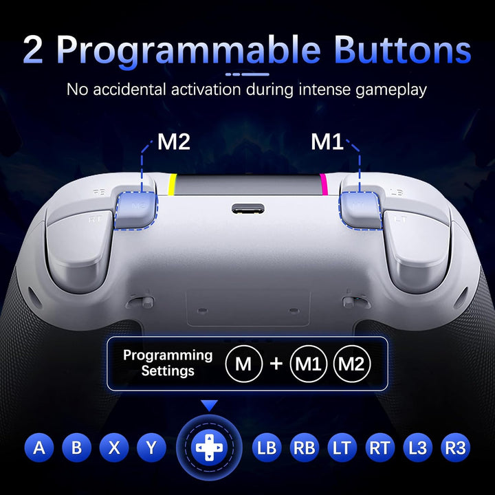 AKNES EasySMX X05Pro PC-Controller für PC/Switch/Android/iOS (Weiss) | Leise Spieltasten, Hall-Joyst