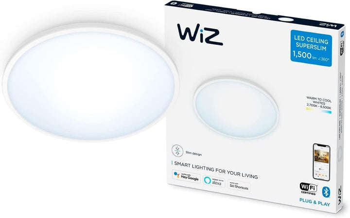 WiZ SuperSlim Deckenleuchte Tunable White, dimmbar, warm- bis kaltweiss, 16W, smarte Steuerung per A