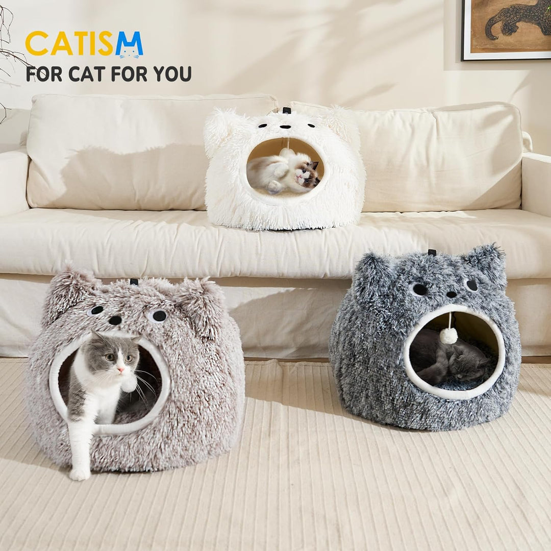 CATISM Katzenhöhle Katzenbett Waschbar Katzenschlafplatz für Katzen Cute Moster Plüsch Haustier Katz