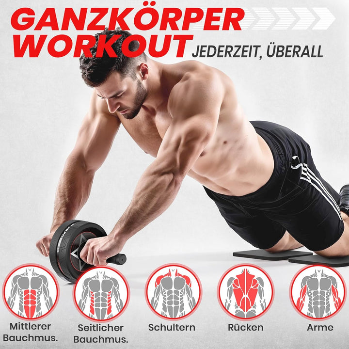 FUNFLEX Bauchroller - Bauchmuskeltrainer Set - Oberkörpertrainings Pack - Home Gym Equipment - Heimf