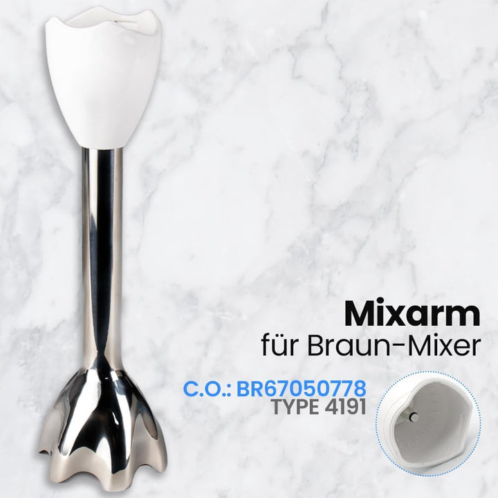 Anakel Home Ersatz-Mixerarm kompatibel mit Braun Multiquick 5 und Minipimer 3 mit 4-Wellen-Spitze |