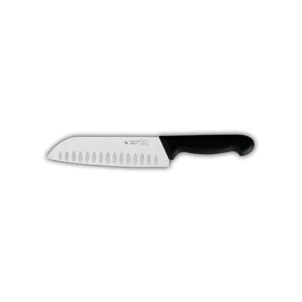 Johannes Giesser Messerfabrik Uni Santoku Kohmesser japanishe Form Kullenshliff Messer, Grau, M