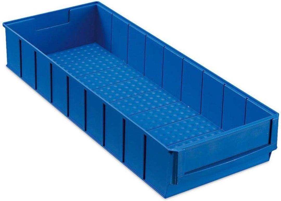 SparSet 5x Blaue Industriebox 500 B | HxBxT 8,1x18,3x50cm | 6 Liter | Sichtlagerkasten, Sortimentska