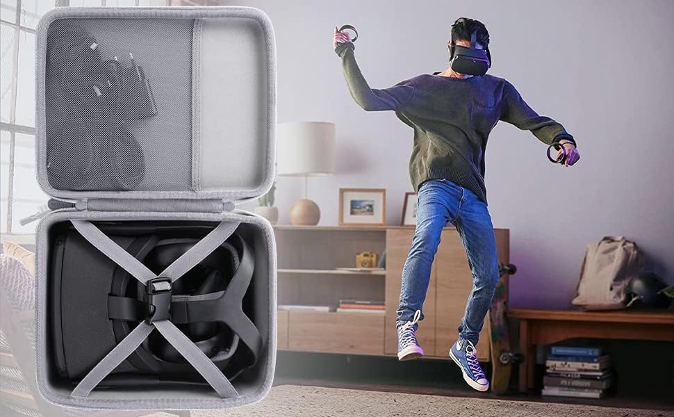 Aenllosi Hart Hülle Tasche für Meta Quest 2/Oculus Quest 2/PICO 4 VR Headset (Nur Tasche) (Grau), Gr