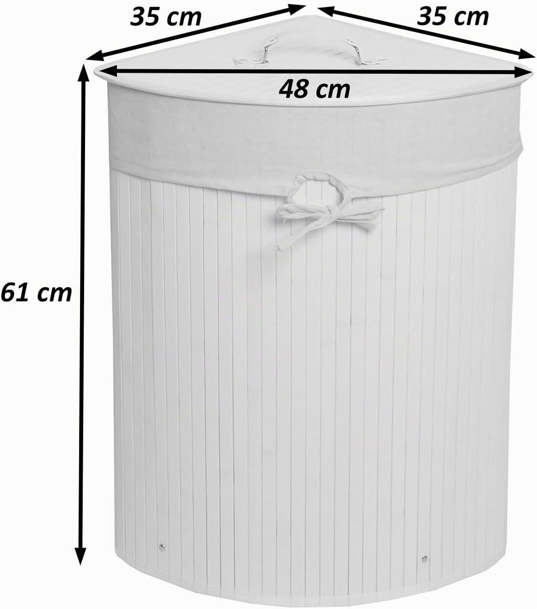 Eckwäschekorb HWC-C21, Laundry Wäschebox Wäschesammler Wäschebehälter, Bambus 61x48x35cm 50l - braun