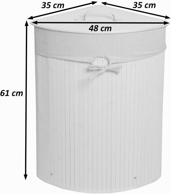 Eckwäschekorb HWC-C21, Laundry Wäschebox Wäschesammler Wäschebehälter, Bambus 61x48x35cm 50l - braun