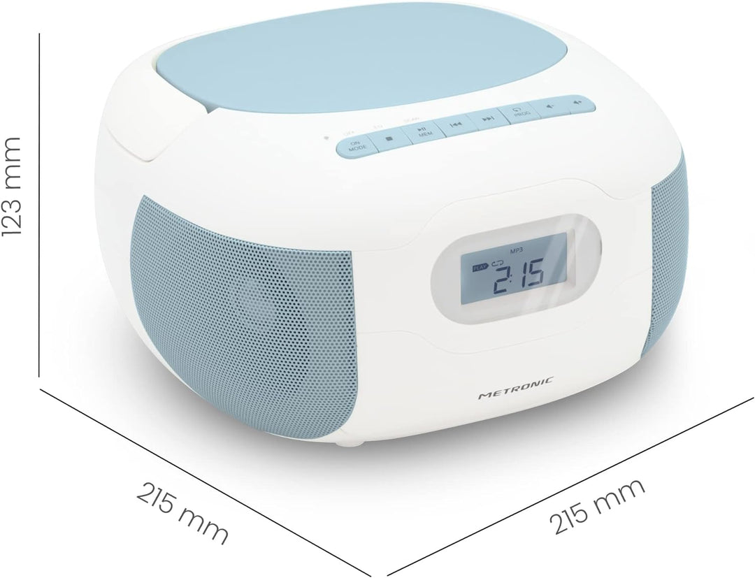 CD Player Radio Celeste Bluetooth, MP3 mit USB-Anschluss, Micro-SD-Karte - Blau - Metronic 477187