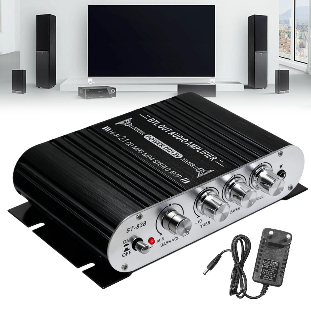 HiFi Audio Verstärker, RMS 20Wx2+40W ST-838 Mini Hifi Verstärker mit Subwoofer Ausgang KlasseD, Ster