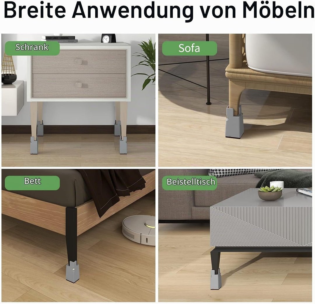 RCHYFEED Verstellbare Betterhöhung Möbelerhöhung 10cm mit Schraubklemme, Gray Betterhöher 4 Zoll Sch