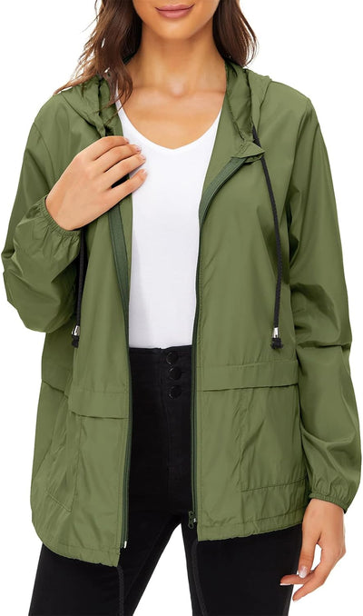 PONCEAU Regenjacke Damen Wasserdicht Windbreaker Atmungsaktiv bergangsjacke Regencape Leichte Jacke