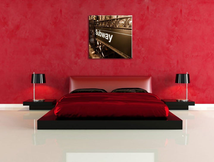 Londoner U-Bahn Subway, Format: 70x70 auf Leinwand, XXL riesige Bilder fertig gerahmt mit Keilrahmen