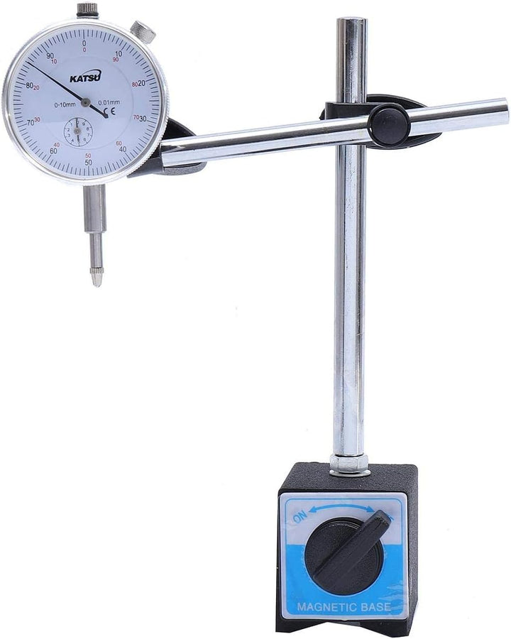 KATSU Dial Test Indicator DTI-Messgerät 0-10 mm mit Magnetfuss im StorageCase Aufbewahrungsbehälter,