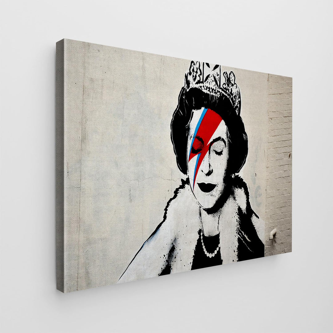 Giallobus - Gemälde - Banksy - - Standardleinwand - 70x50-09 - Königin - Bereit zum Aufhängen - Mode