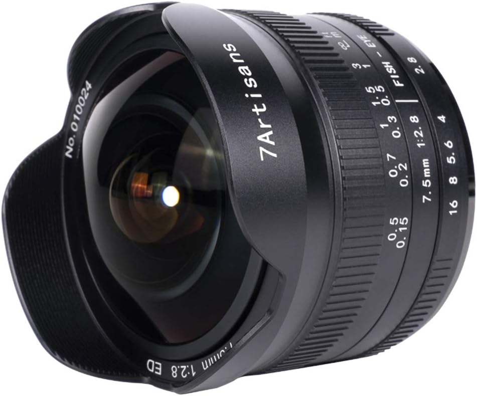 7Artisans 7,5 mm F2,8 II Sony E Mount APS-C Fisheye Prime Objektiv,Manuelles 190° Ultra Weitwinkel F
