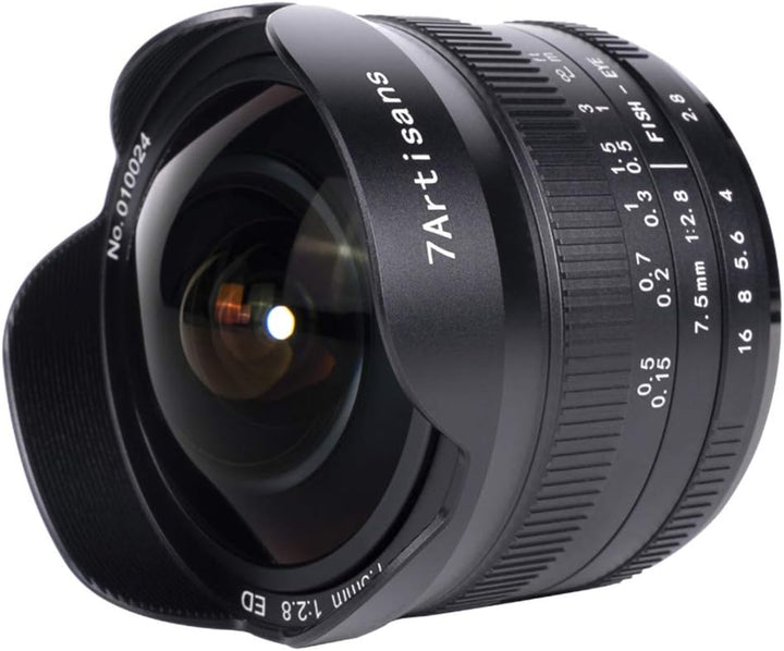 7Artisans 7,5 mm F2,8 II Sony E Mount APS-C Fisheye Prime Objektiv,Manuelles 190° Ultra Weitwinkel F