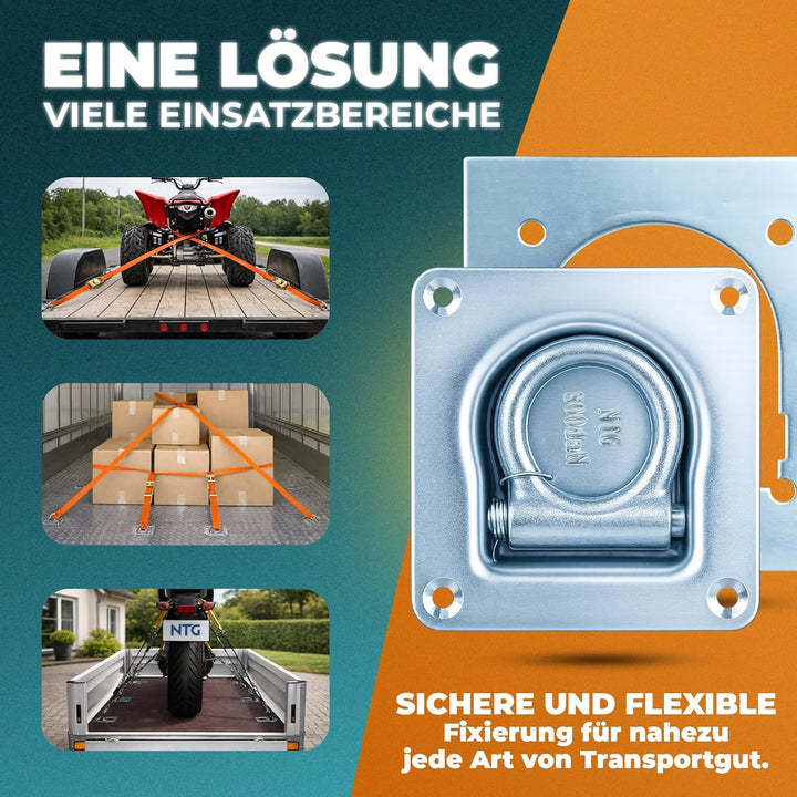 Anhänger Zurrösen mit Gegenplatten (2 bis 10 Stück) | Hochwertig Verarbeitet | Zurrmulden mit Einer