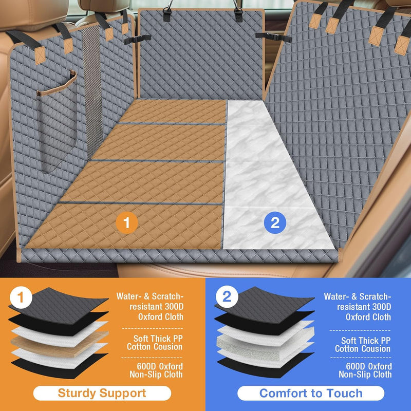Lekespring Hundedecke Auto Rückbank Fester Boden - 4 Stabile Platten Hundedecke Rücksitzbank mit Har