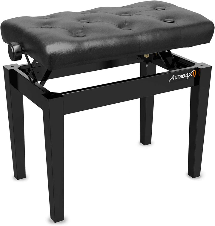 Audibax KB500B Banco para Piano/Teclado Ajustable Regulable. Acolchado. Negro