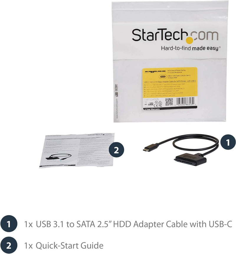 StarTech.com USB-C auf SATA Adapter - Externer Festplattenstecker für 2,5&