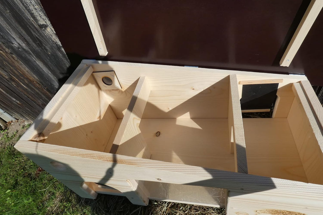 Luxus Igelfutterhaus mit Beobachtungsfenster 80cm x 40cm x 32cm Igelhotel 18mm Vollholz Witterungsbe