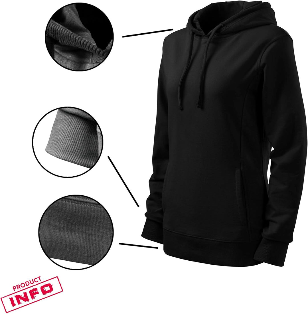 OwnDesigner Tanz mal drüber nach Hoodie Damen mit Aufdruck Zip Pullover Female (408-465-XL-Schwarz)