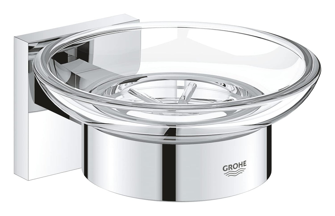 GROHE Start Cube - Seifenschale mit Halter (verdeckte Befestigung, Material: Glas/ Metall), chrom, 4