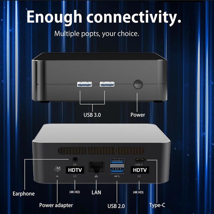Mini PC Ryzen7 5800H (8C/16T, bis zu 4,4 GHz), 16GB DDR4-3200M RAM 512GB PCIe SSD Windows 11 Pro, Bü