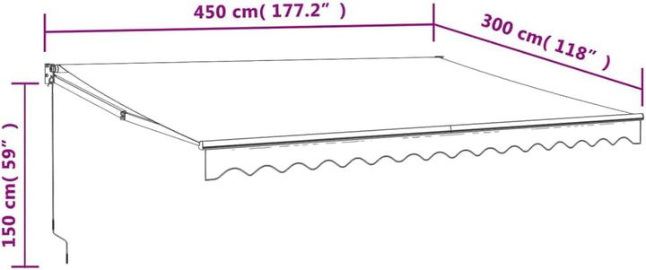 vidaXL Elektrische Markise mit Kurbel Creme 4,5x3 m 4.5 x 3 m Creme, 4.5 x 3 m Creme