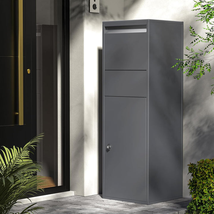 Wiltec Paketkasten Anthrazit 460 x 450 x 1400 mm, Paketbox Zuhause, Private Paketannahme passend für