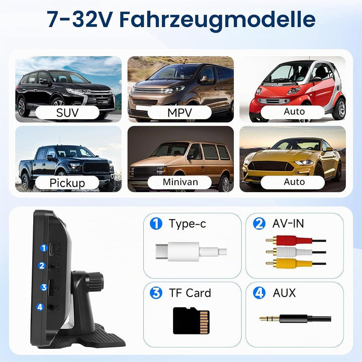 Hodozzy Tragbares Autoradio Wireless Carplay Android Auto, 10,26 Zoll IPS Touchscreen Bildschirm Tra